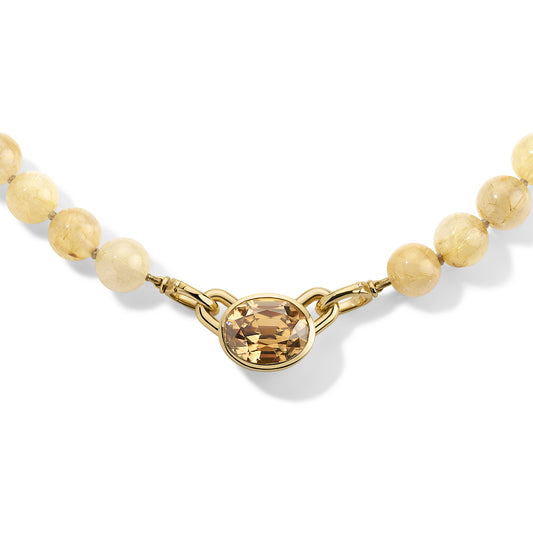 Rutilated Quartz Beaded Necklace with Champagne Zircon Atha Center Piece