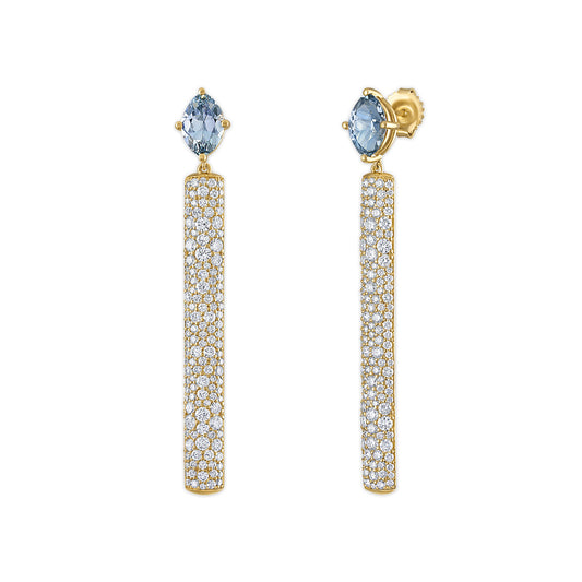 3.04ct Tanzanite and Diamond Pave Chime Earrings