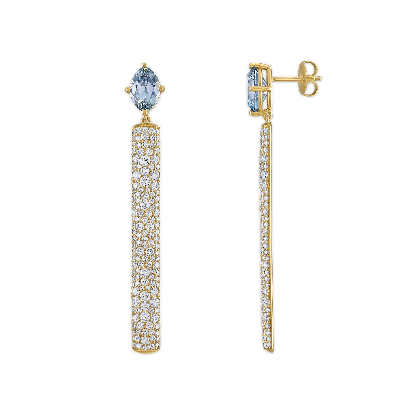 3.04ct Tanzanite and Diamond Pave Chime Earrings