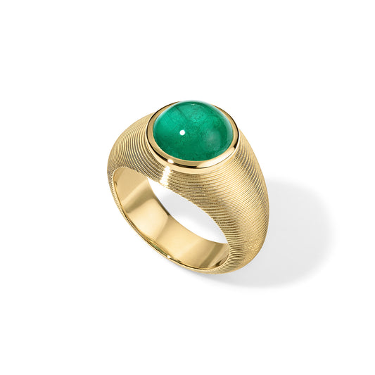 3.92ct Emerald Cabochon Cymbal Ring