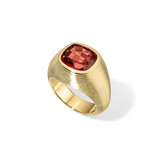 6.68ct Malaya Garnet Cushion Cymbal Ring