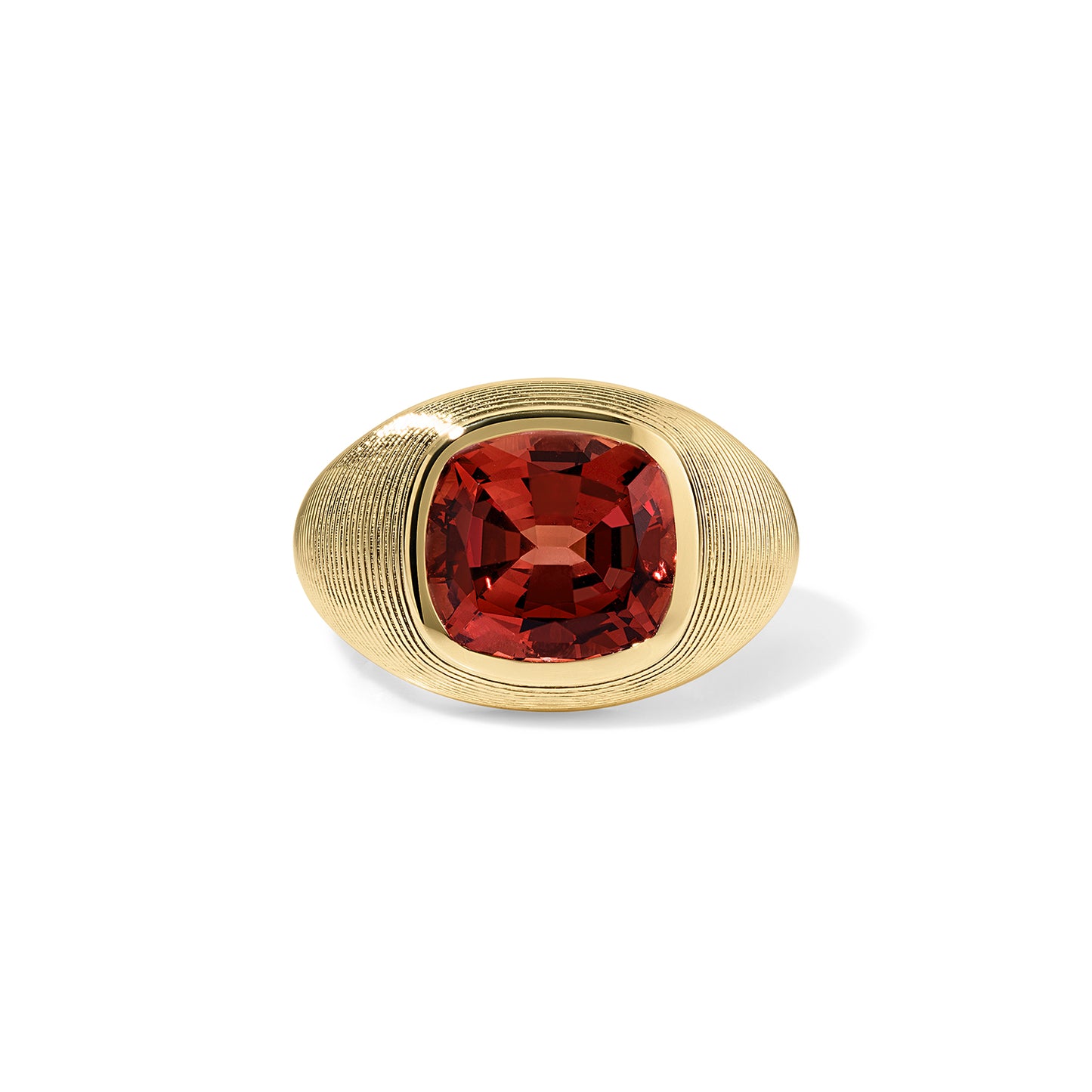 6.68ct Malaya Garnet Cushion Cymbal Ring