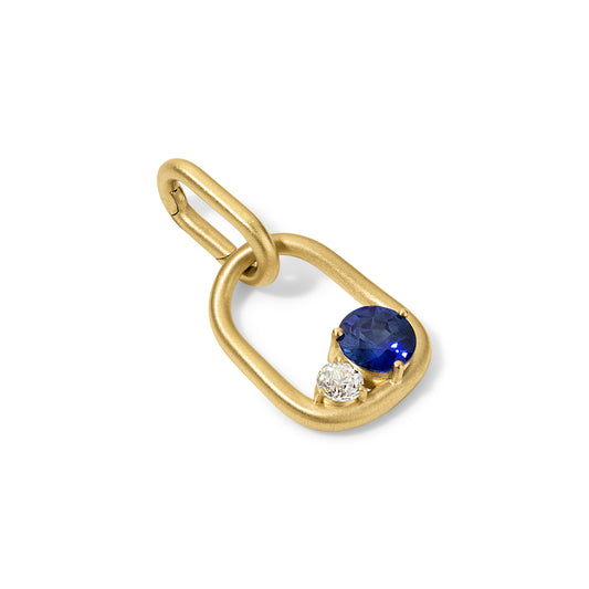Form Duo Pendant Blue Sapphire Round and Old Mine Diamond