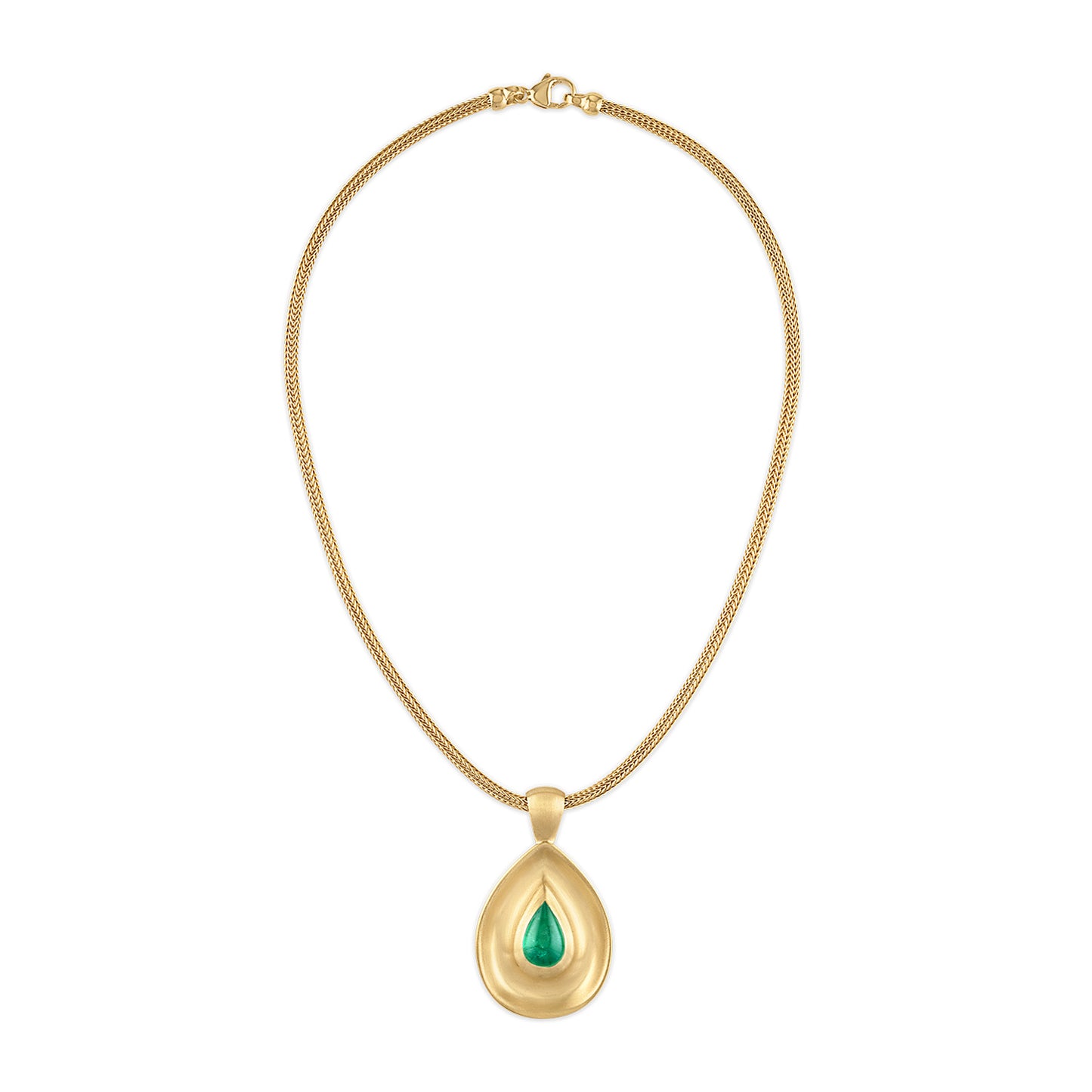 2.50ct Emerald Pear Cabochon Gong Pendant