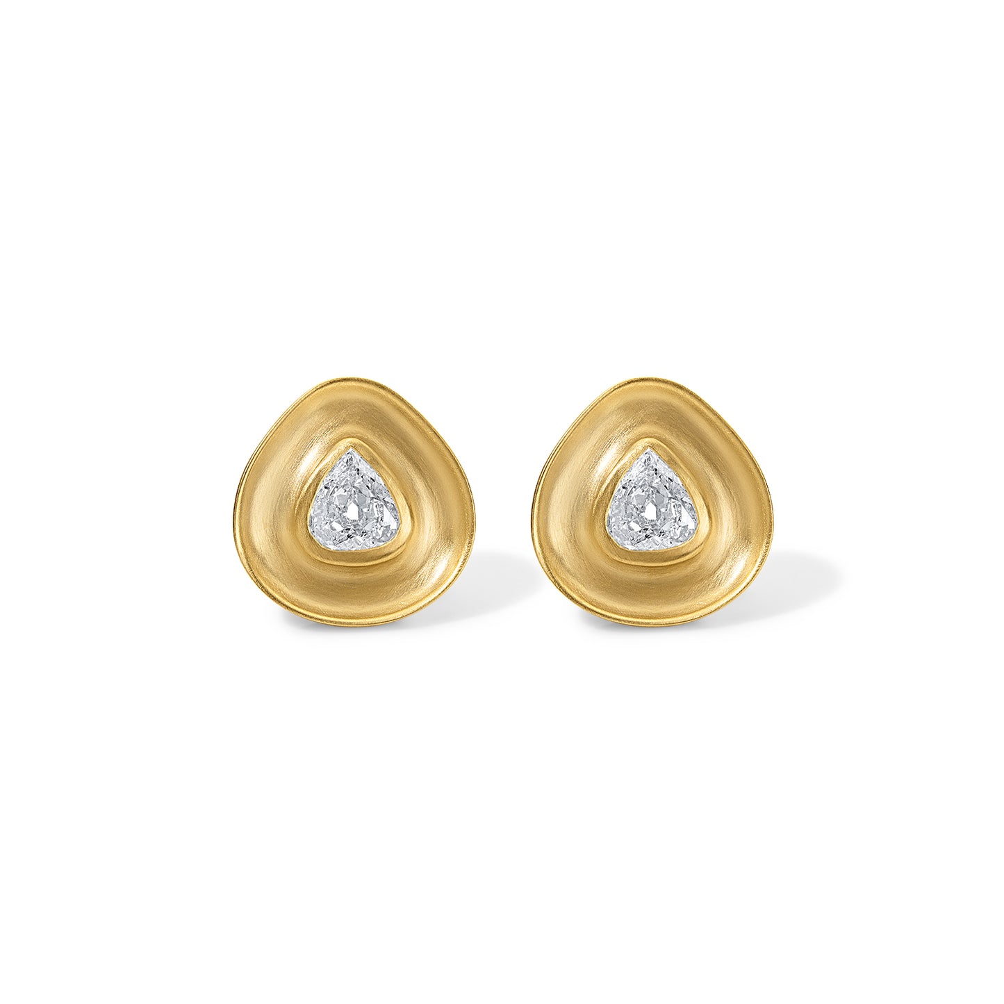 3.59ct Antique Pear Diamond Gong Studs