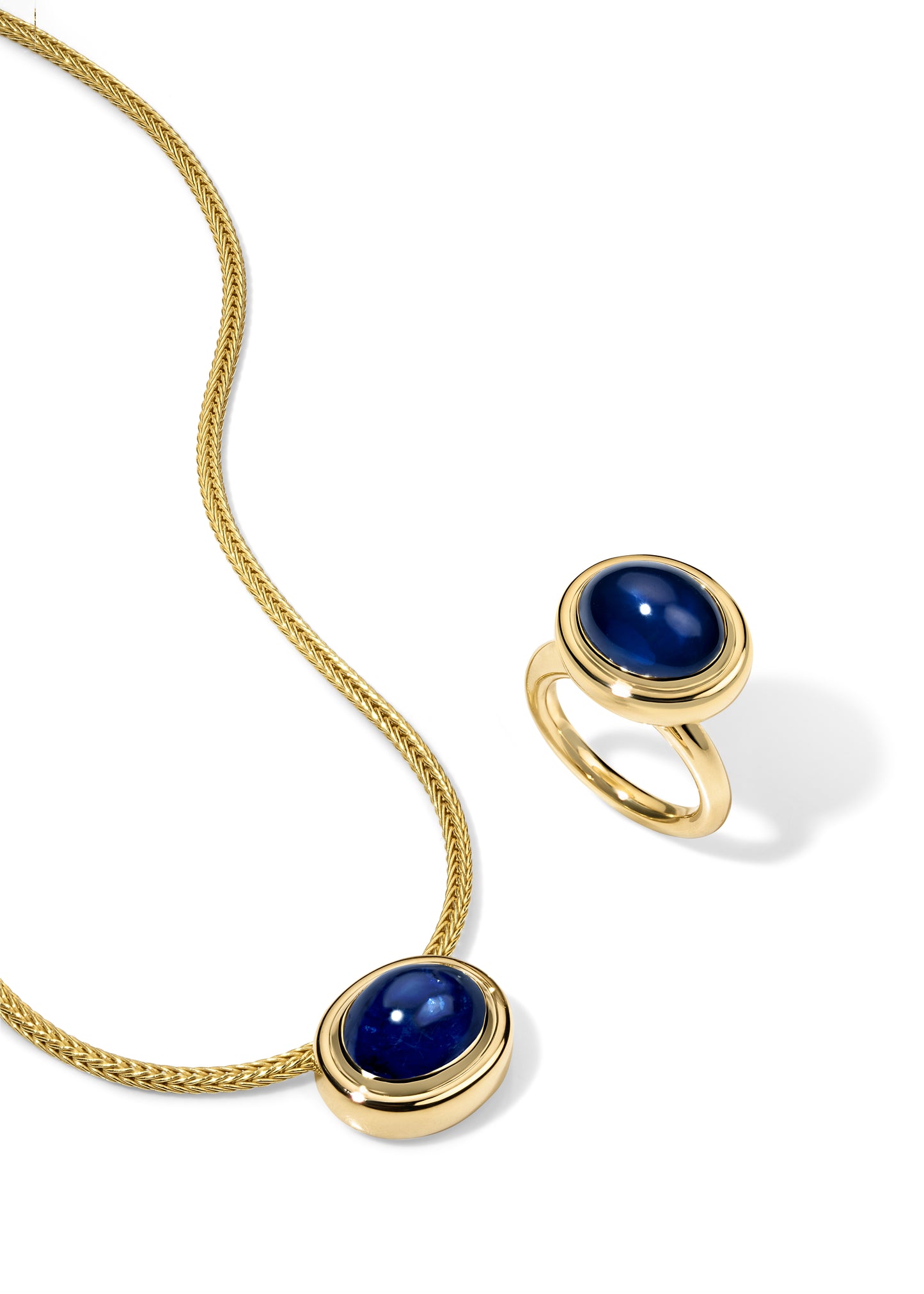 13.14ct Blue Sapphire Cabochon Josephine Necklace