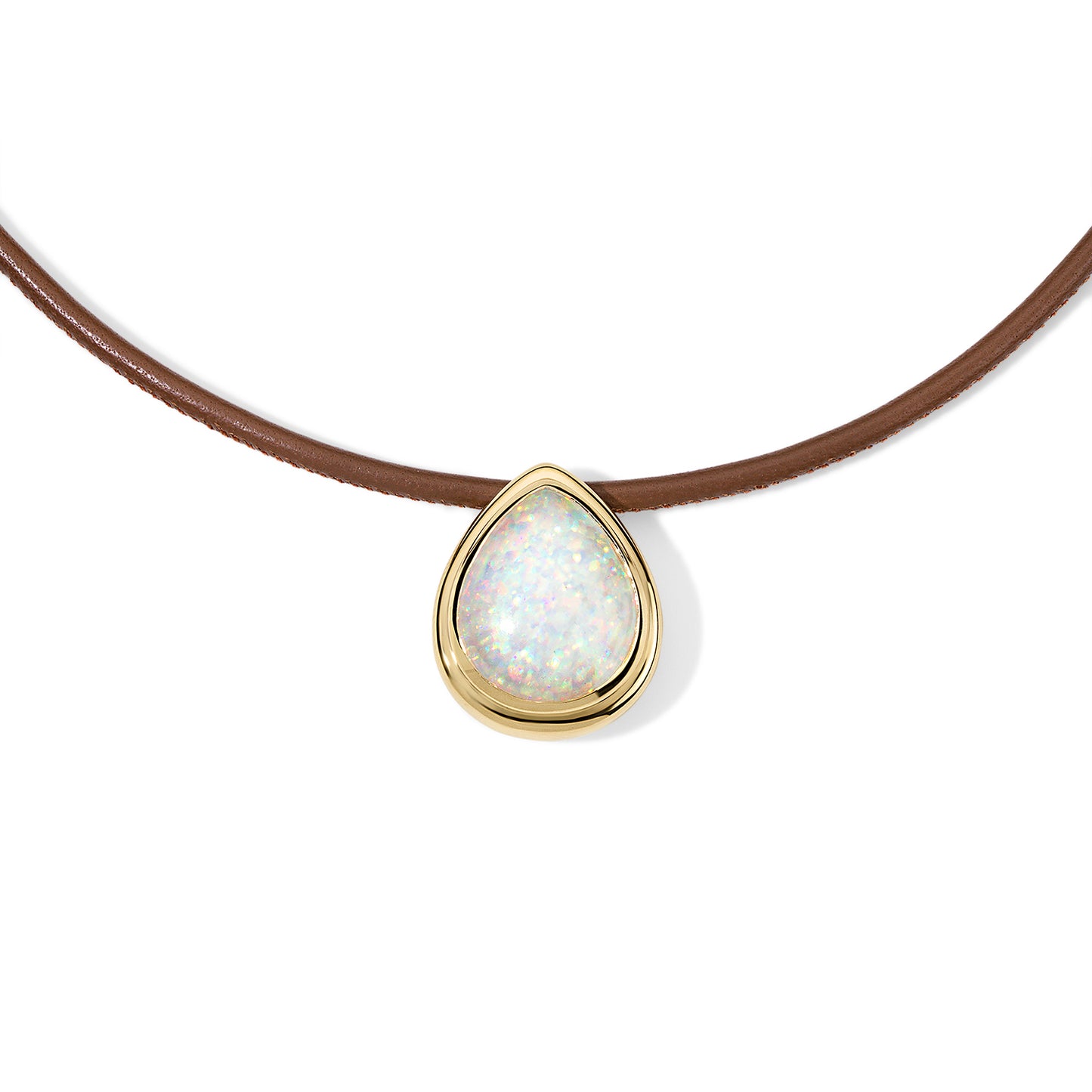Josephine Leather Cord Necklace 7.07ct Opal Pear