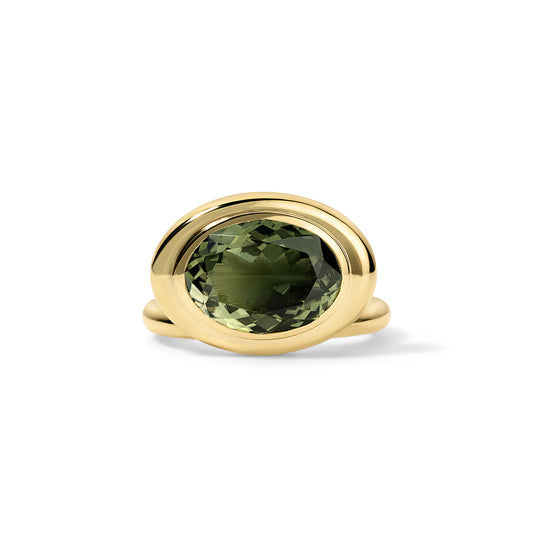 5.21ct Green Tourmaline Oval Josephine Ring