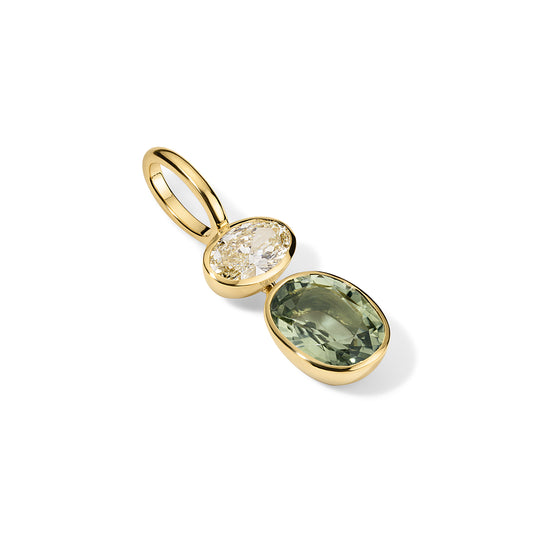 Louise Pendant 1.51ct Oval Diamond and 3.18ct Green Tourmaline Oval