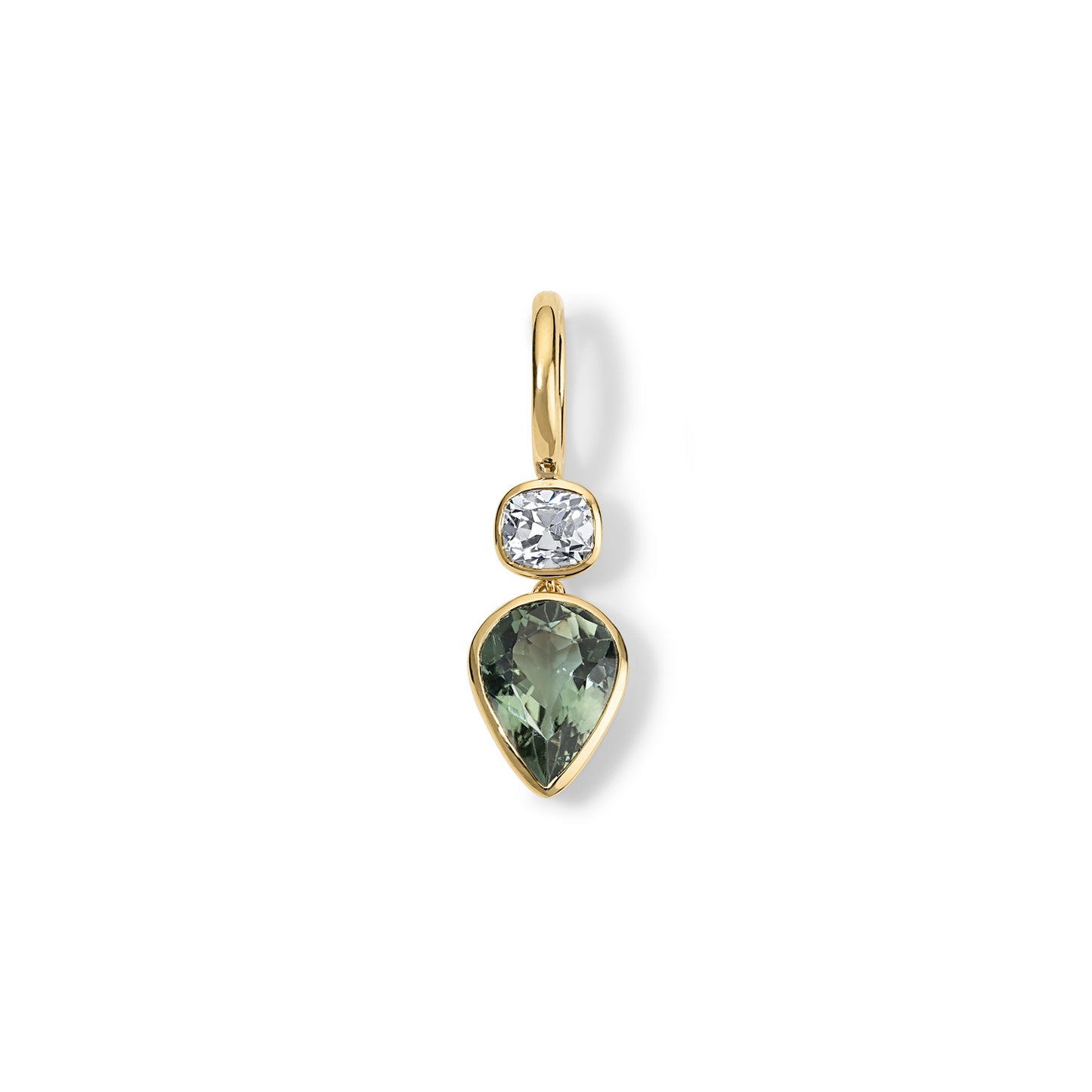 1.00ct Old Mine Diamond and 3.55ct Green Tourmaline Louise Pendant
