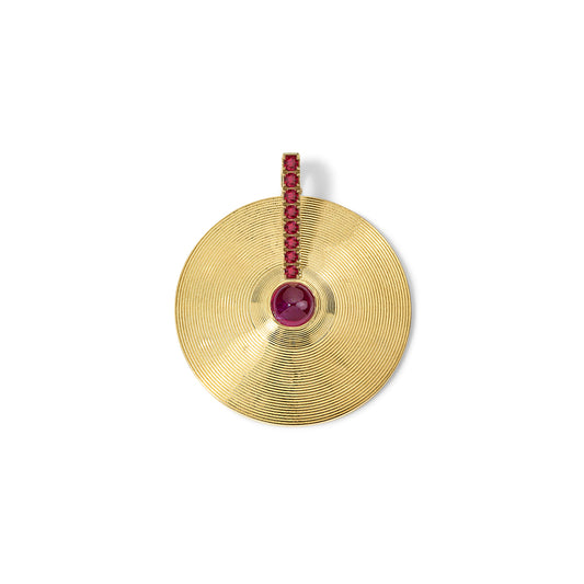 Medium Cymbal Pendant - Ruby Cabochon