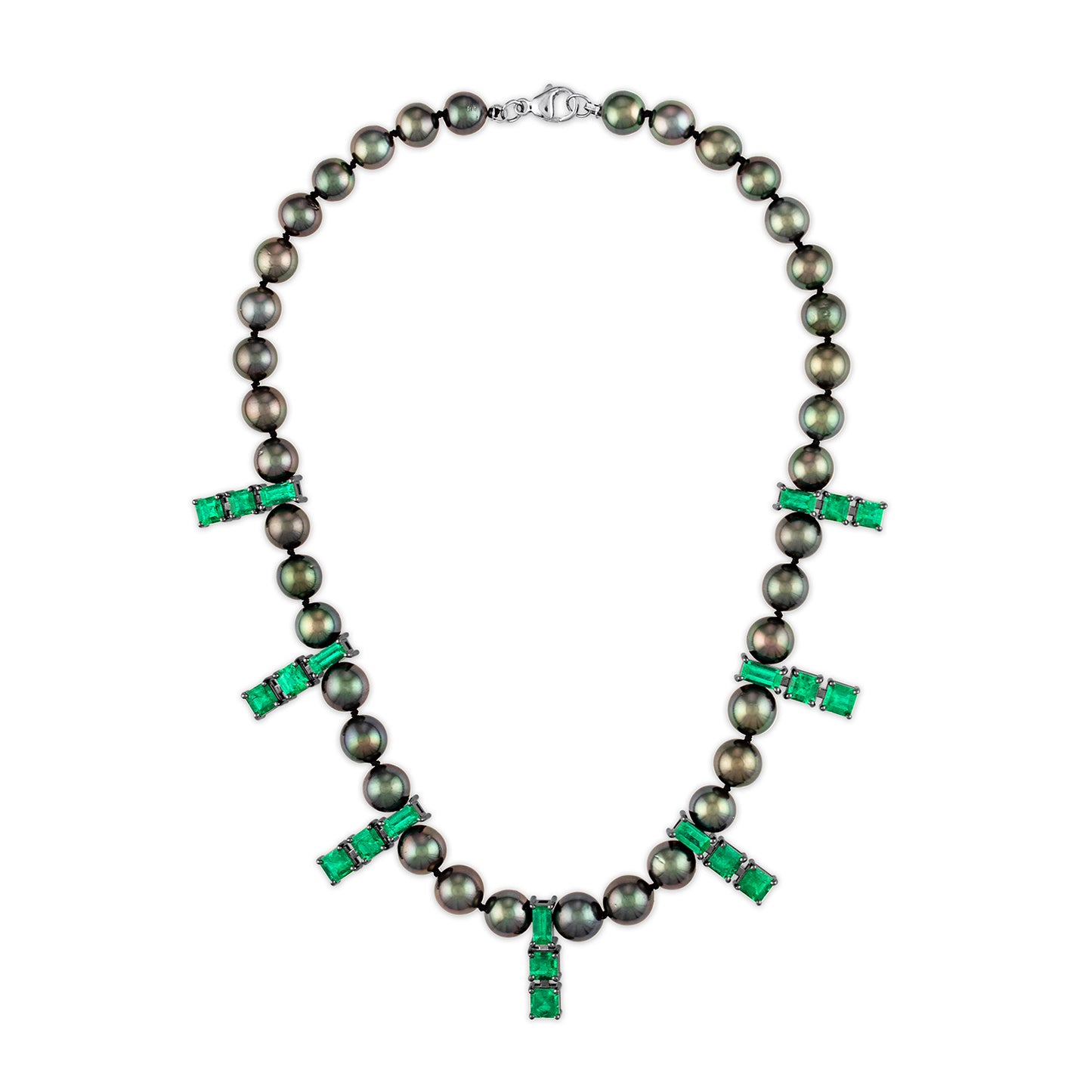 8.10ct Muzo Emerald and Tahitian Pearl Nina Necklace