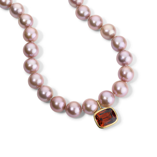 10.34ct Spessartite Garnet and Freshwater Pearl Nina Necklace