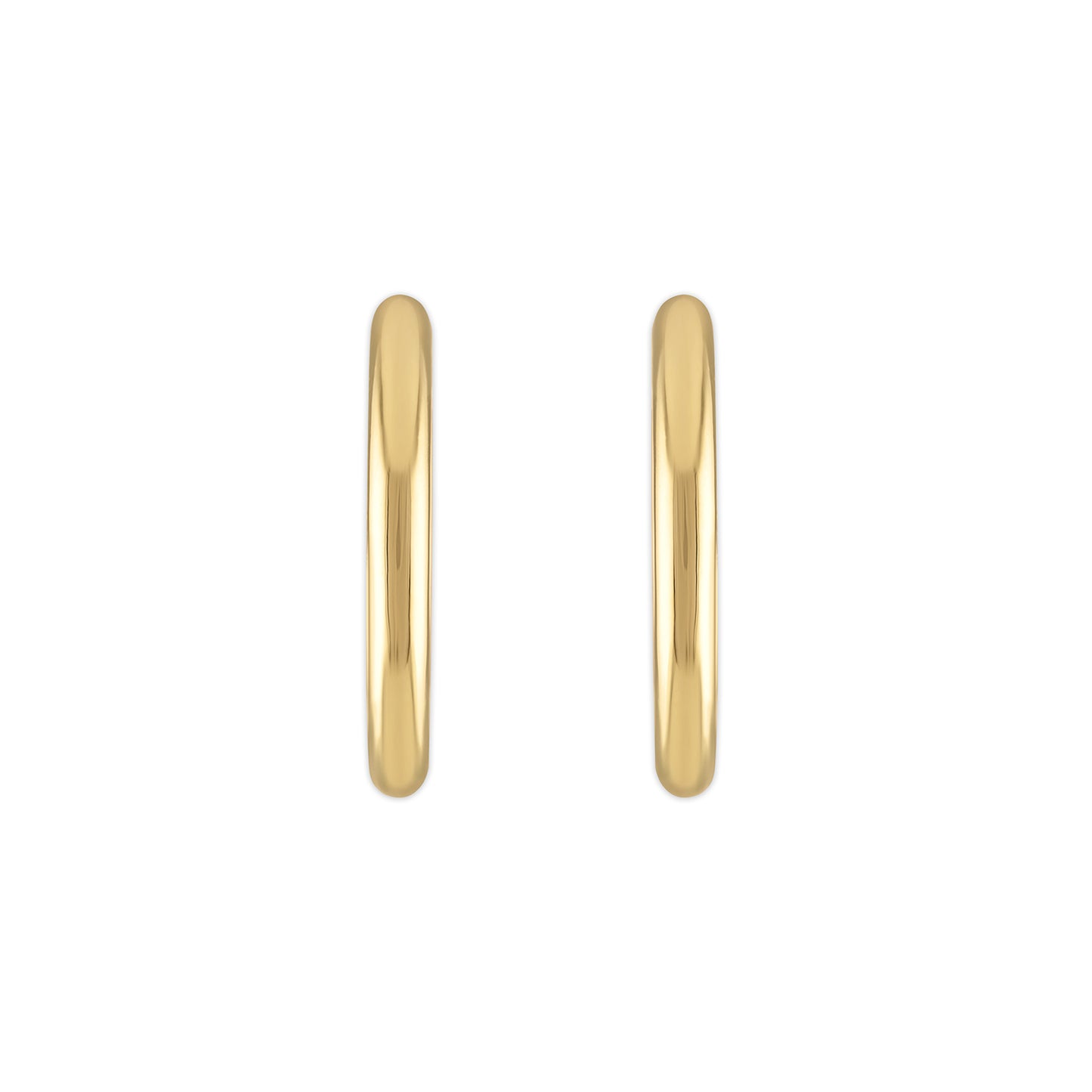 Gold hoop earrings on a white background