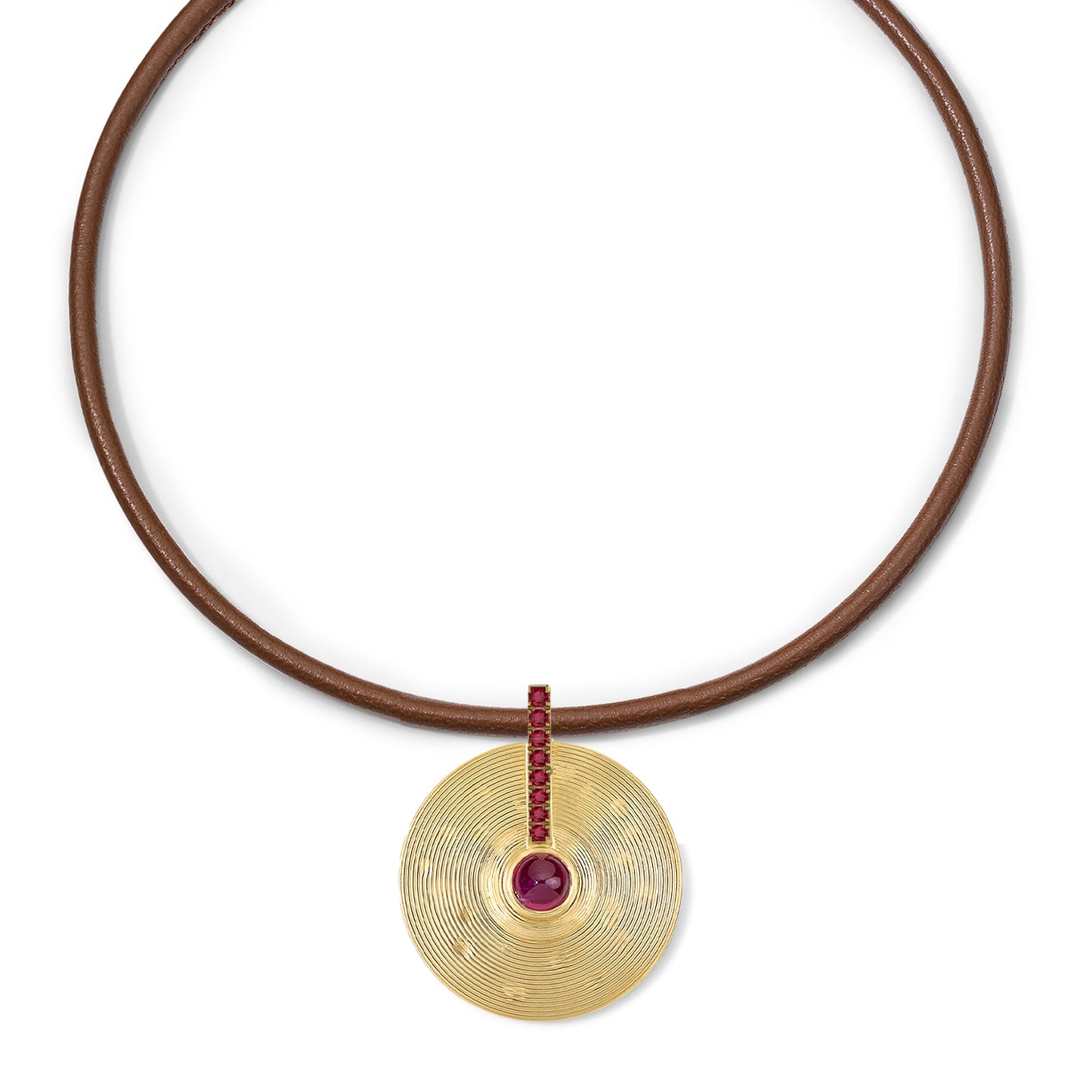 Small Cymbal Pendant - Ruby Cabochon