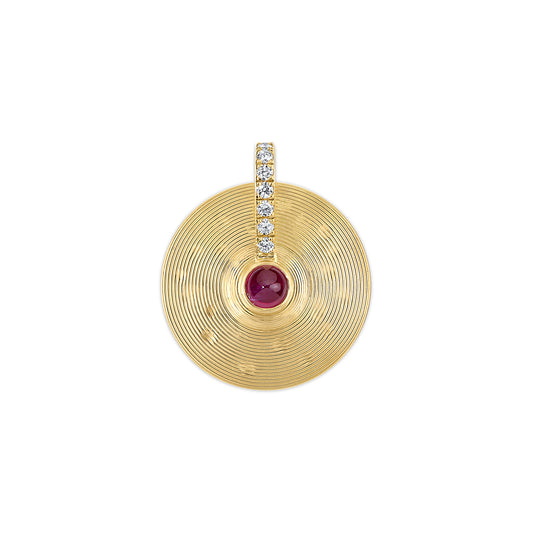 Small Cymbal Pendant - Ruby Cabochon