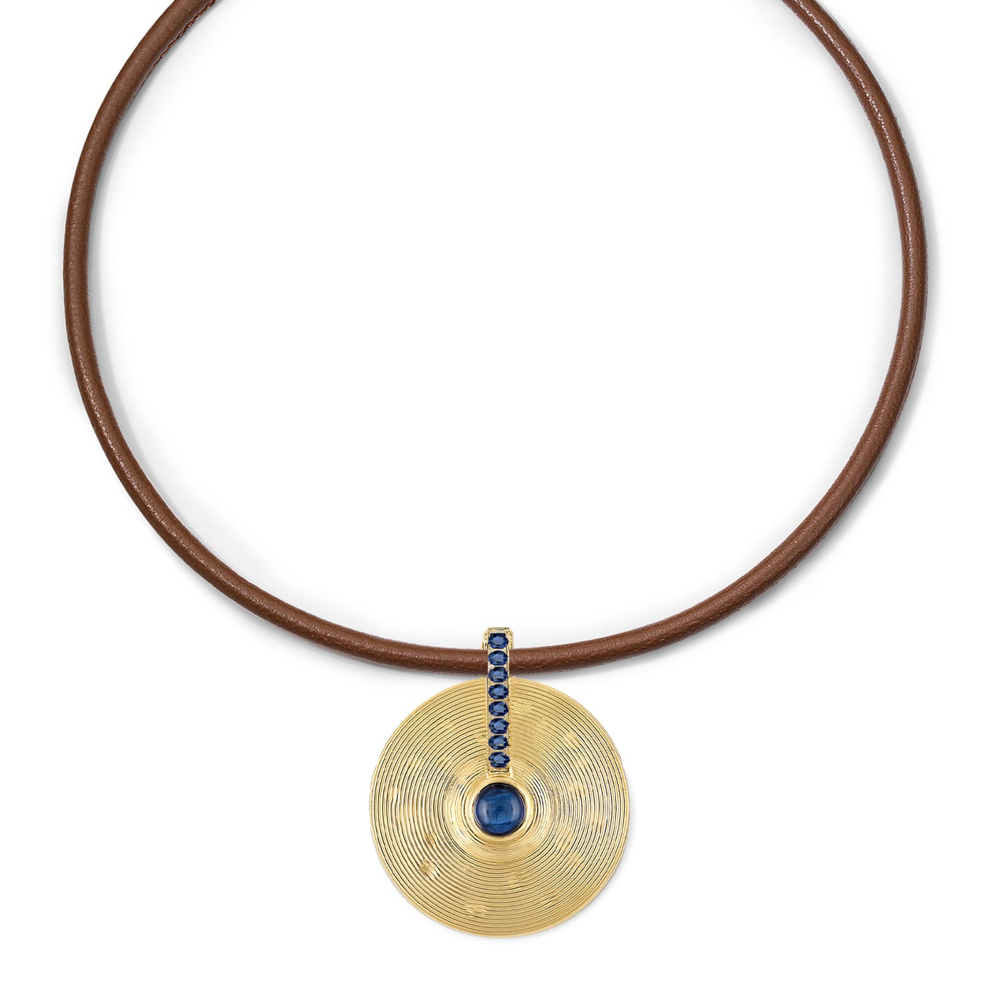 Small Cymbal Pendant - Sapphire Cabochon