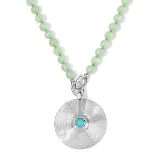 Silver Prehnite Beaded Necklace
