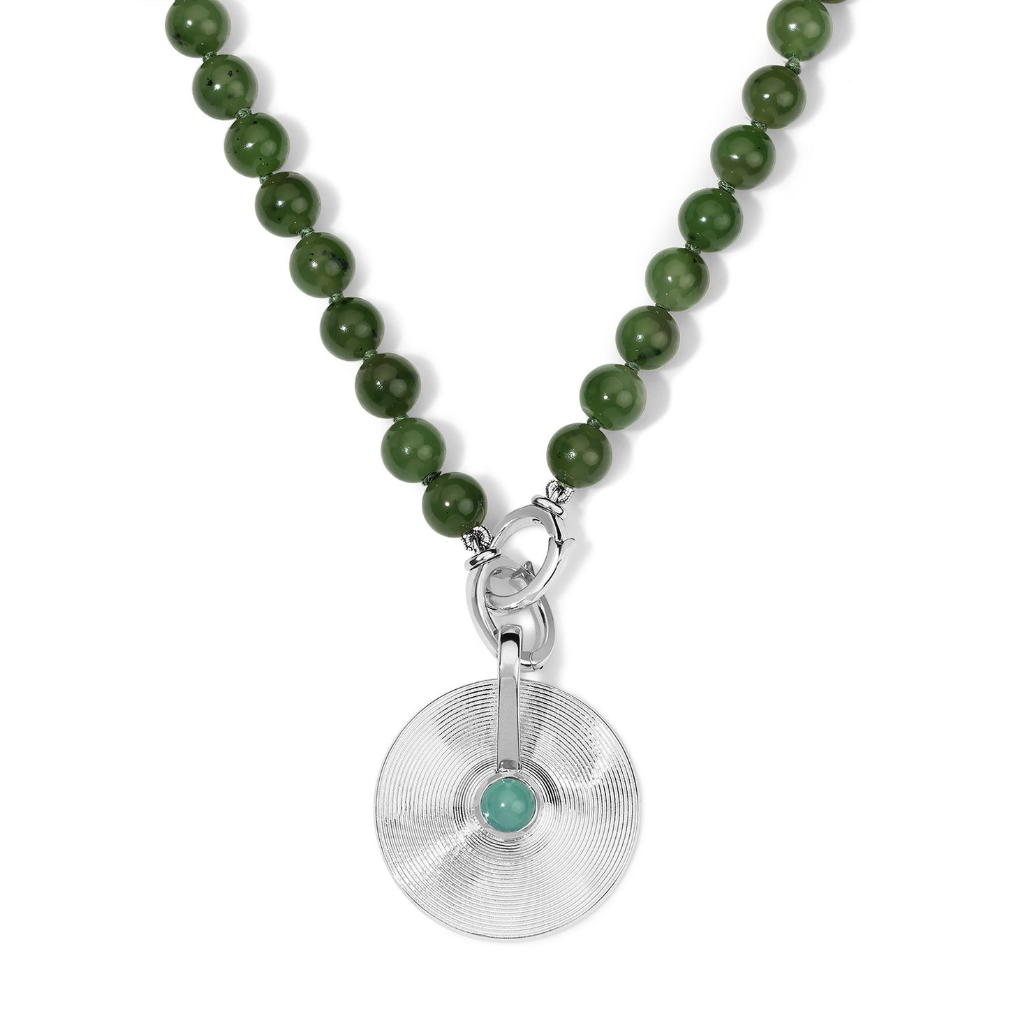 Silver Small Jade Beaded Necklace