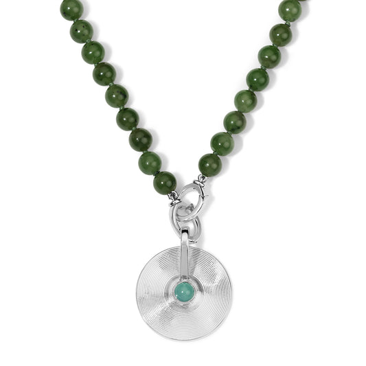 Silver Small Jade Beaded Necklace
