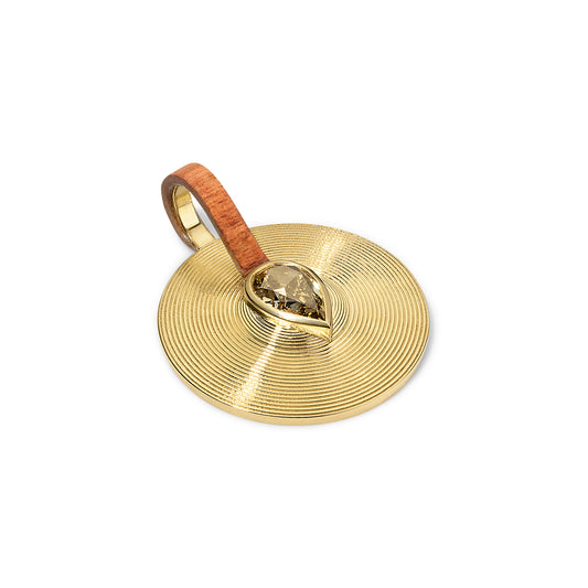 1.15ct Champagne Pear Diamond with Brazilian Rosewood Small Cymbal Pendant