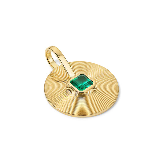 0.95ct Emerald Cut Emerald Small Cymbal Pendant