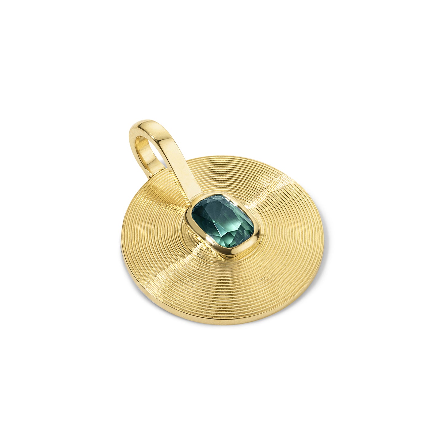 Small Cymbal Pendant 1.64ct Lagoon Tourmaline Cushion