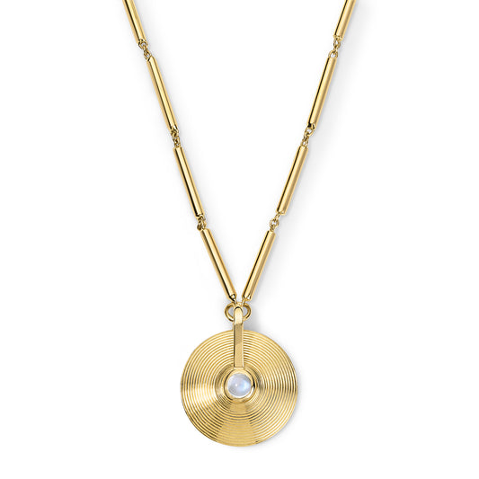 XS Cymbal Pendant - Rainbow Moonstone