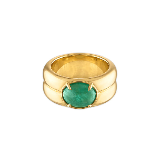 2.00ct Emerald Oval Cabochon Anna Ring