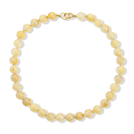 Large Rutilated Quartz Beaded Necklace with Gilda Clasps