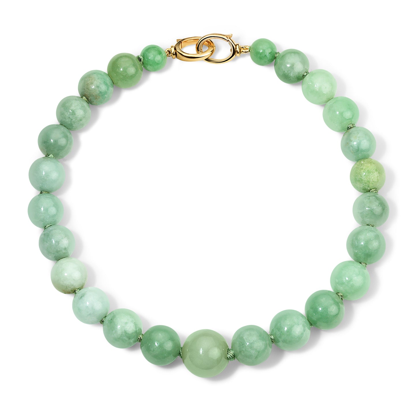 Graduated Beaded Jade Anklet with Gilda Clasps