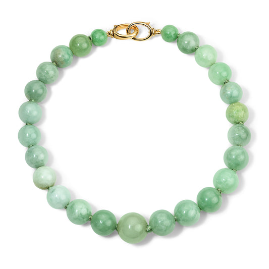 Graduated Beaded Jade Anklet with Gilda Clasps