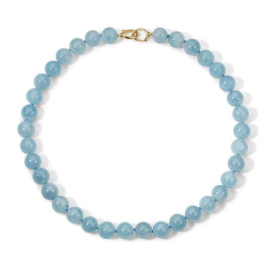Aquamarine Beaded Necklace with Gilda Clasps