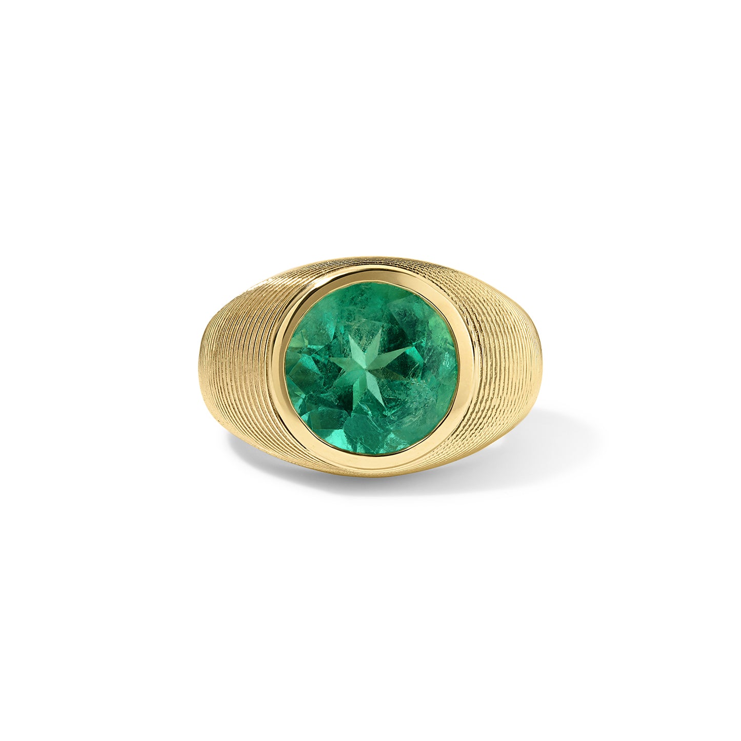 4.01ct Emerald Cymbal Pinky Ring
