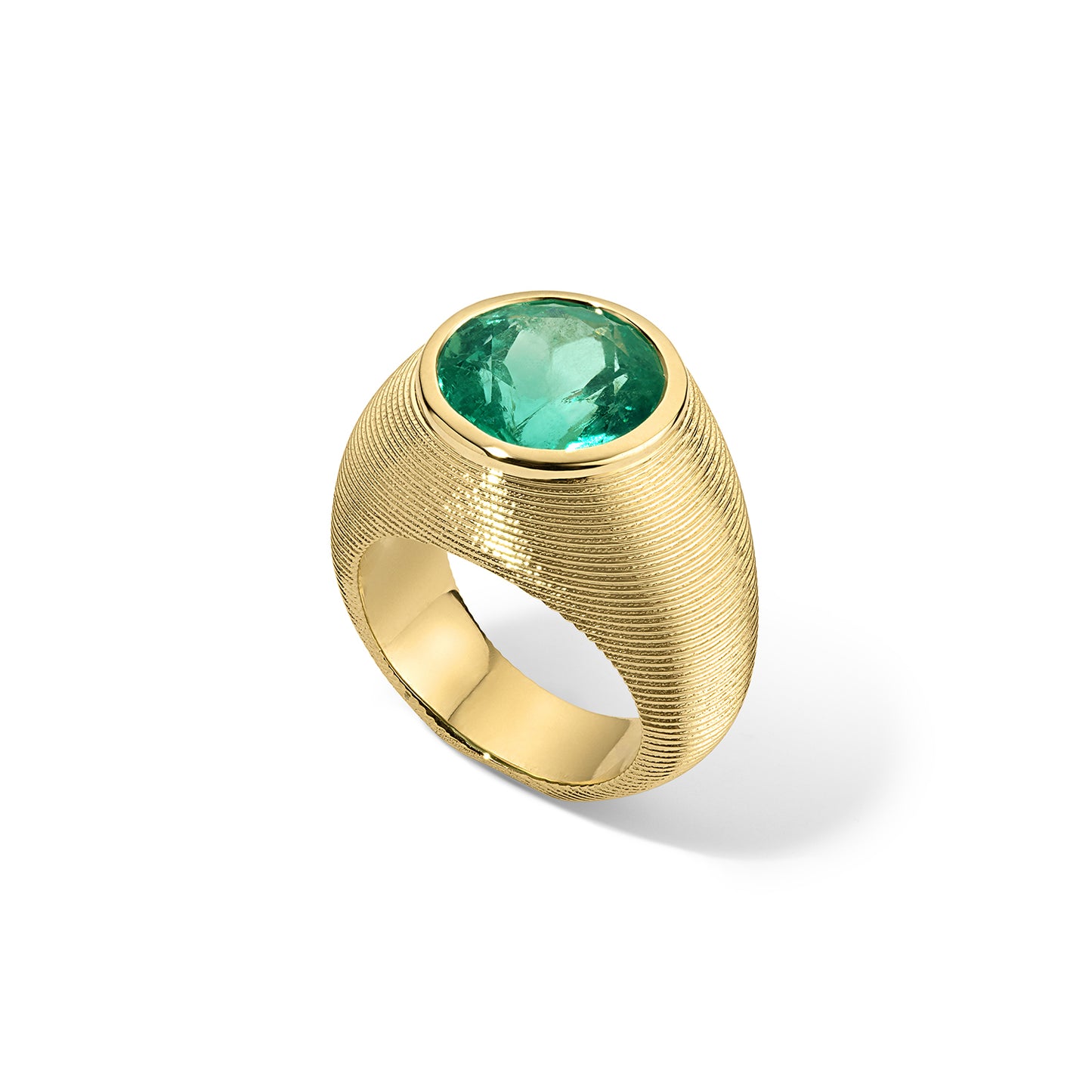 4.01ct Emerald Cymbal Pinky Ring