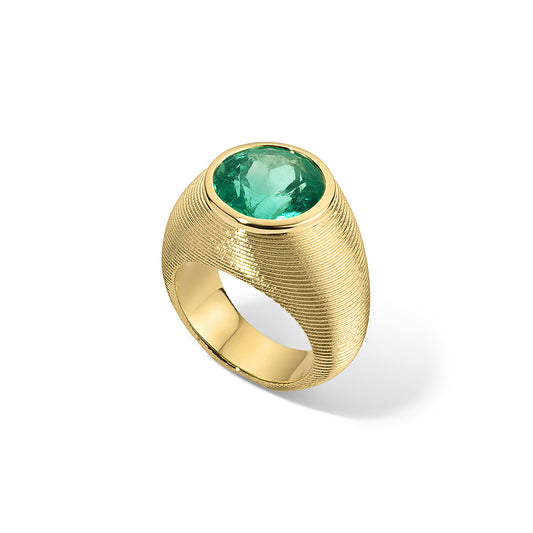 4.01ct Emerald Cymbal Pinky Ring
