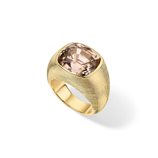 16.47ct Brown Zircon Cushion Cymbal Ring