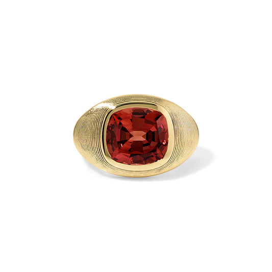 6.68ct Malaya Garnet Cushion Cymbal Ring