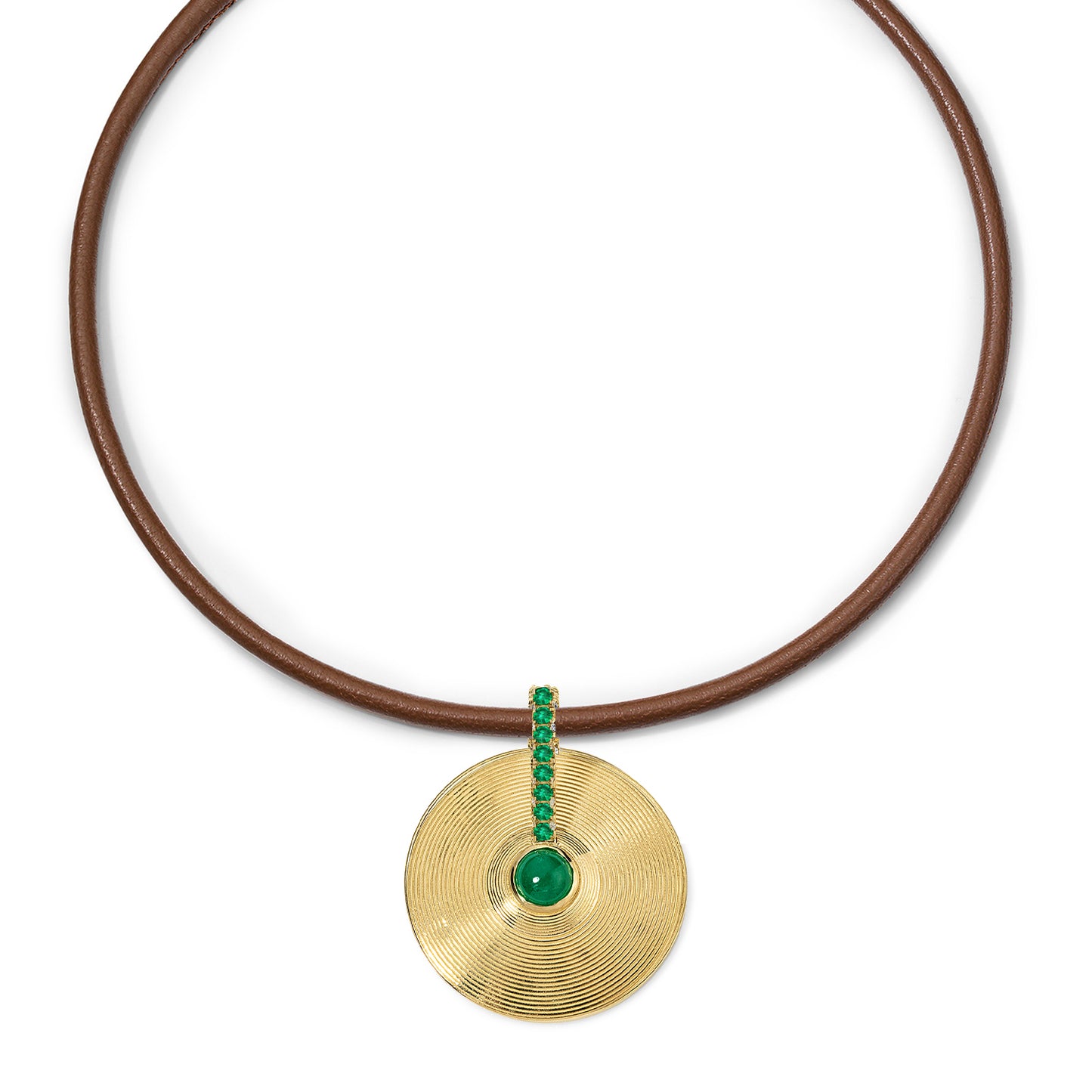 Small Cymbal Pendant - Emerald Cabochon