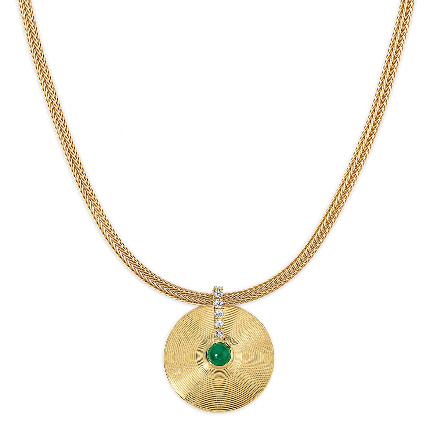 Small Cymbal Pendant - Emerald Cabochon