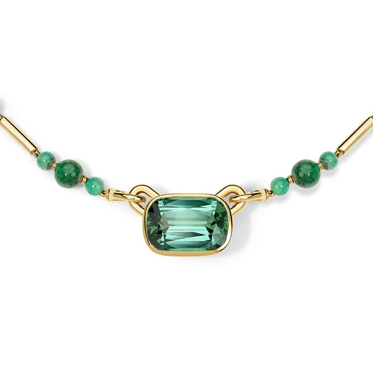 Gilda Stick Chain with Blue-Green Tourmaline Atha Center Piece