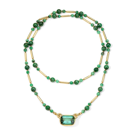 Gilda Stick Chain with Blue-Green Tourmaline Atha Center Piece