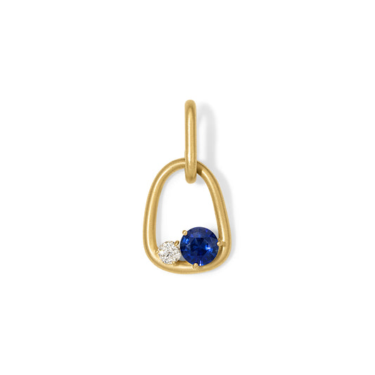 Form Duo Pendant Blue Sapphire Round and Old Mine Diamond