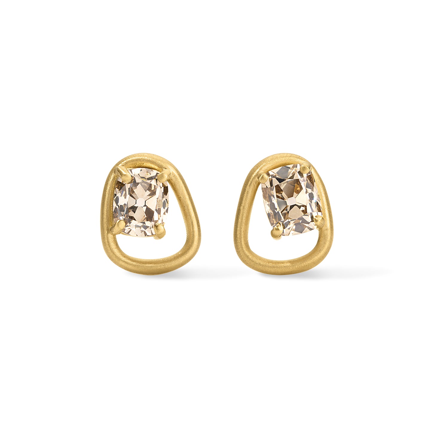 Form Studs 2.05tcw Champagne Cushion Diamonds