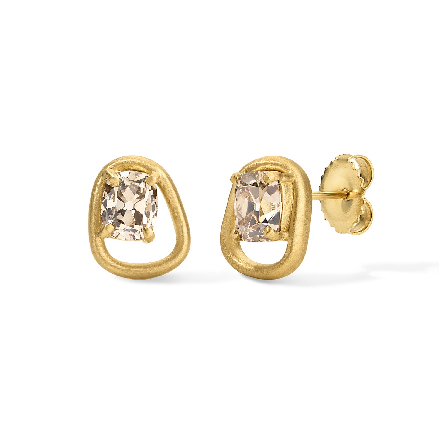 Form Studs 2.05tcw Champagne Cushion Diamonds