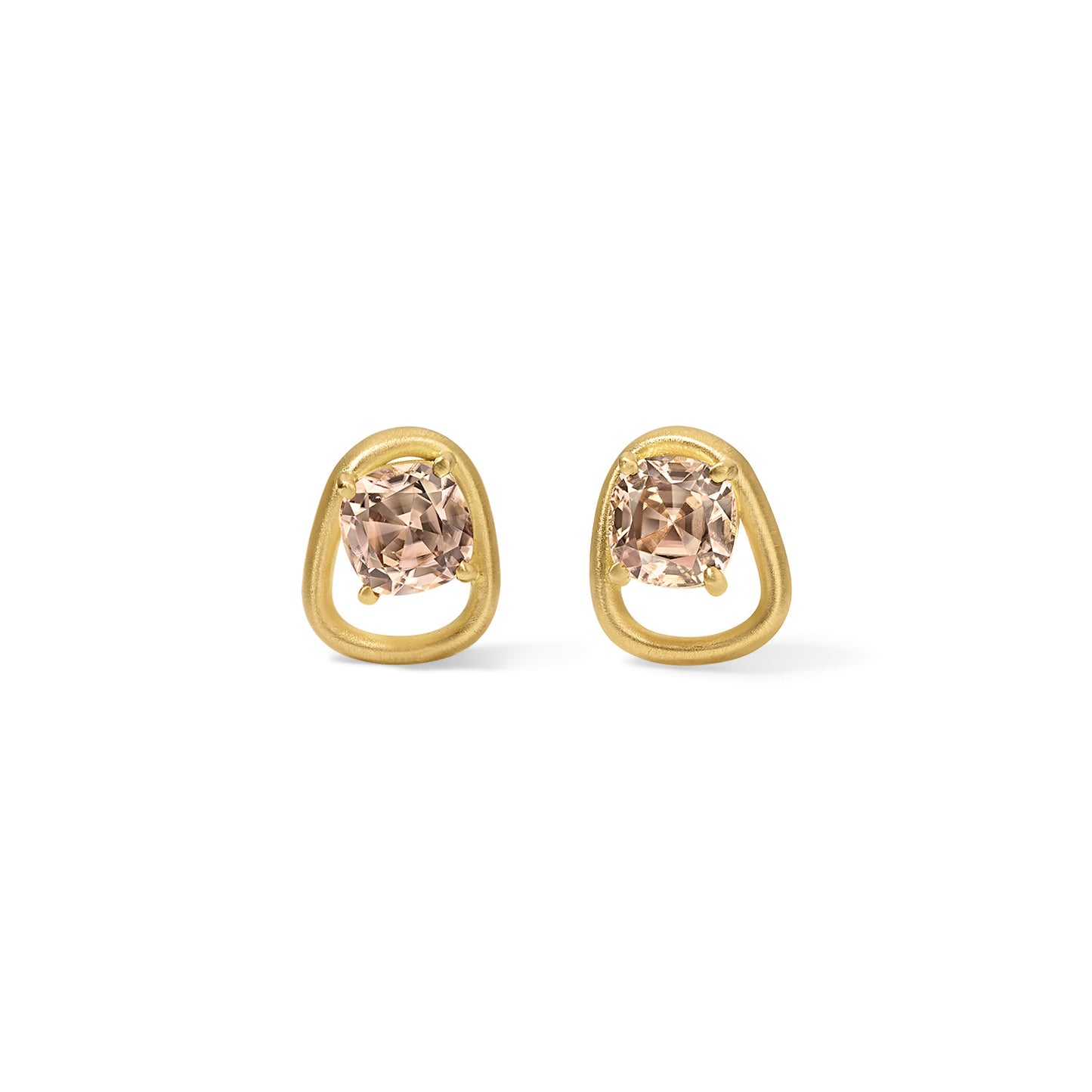 Form Studs 3.08tcw Peach Zircon Cushions