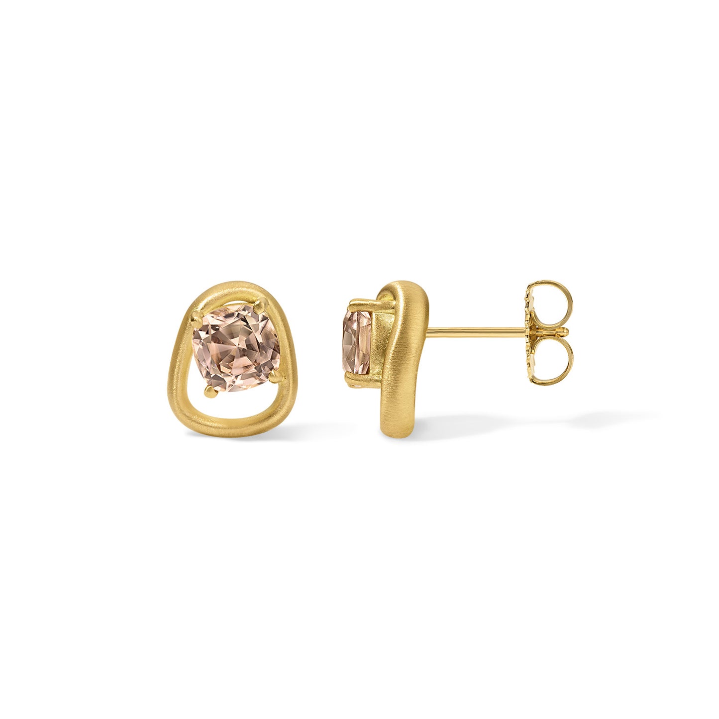 Form Studs 3.08tcw Peach Zircon Cushions