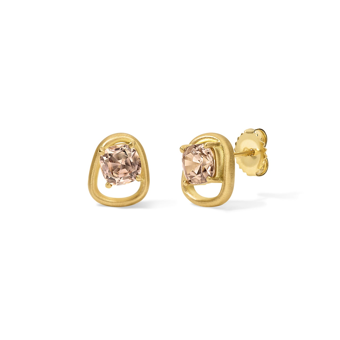 Form Studs 3.08tcw Peach Zircon Cushions