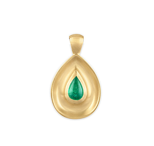 2.50ct Emerald Pear Cabochon Gong Pendant