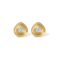 3.59ct Antique Pear Diamond Gong Studs